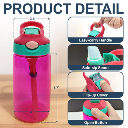 Custom Photo Cute & Funny Car Mermaid Unicorn Dinosaur Astronaut - Personalized Kids Water Bottle With Straw