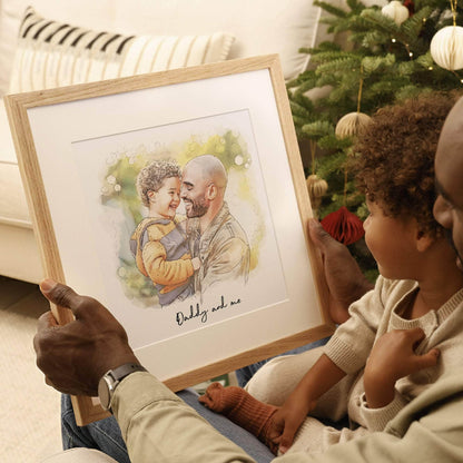 Daddy and Me Illustration - Custom Portrait Art