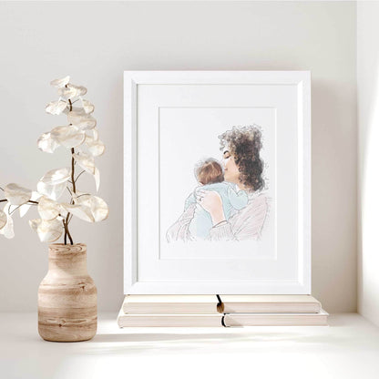 Watercolour Line People Portrait - Custom Portrait Art