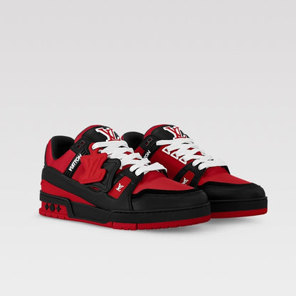 Men's Louis Vuitton Trainer Black Red Sneakers