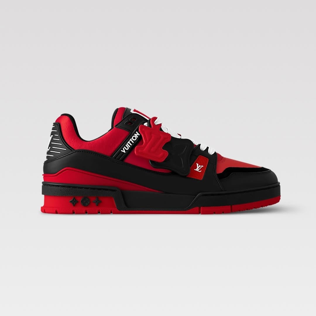 Men's Louis Vuitton Trainer Black Red Sneakers