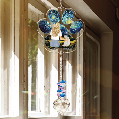 Sympathy Pet Memorial Back View Sorry You Have Lost - Personalized Heart Crystal Suncatcher