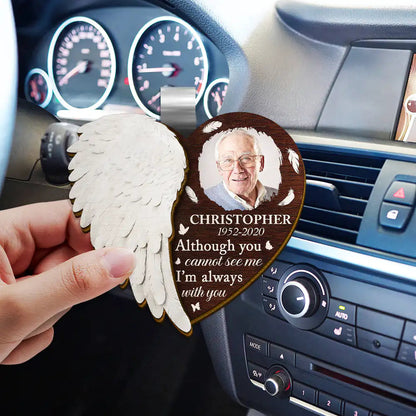 Custom Photo Although You Cannot See Me I'm Always With You - Personalized Custom Shaped Car Visor Clip