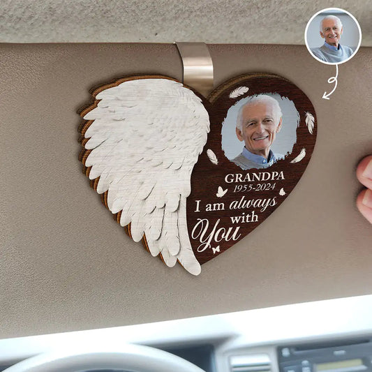 Custom Photo Although You Cannot See Me I'm Always With You - Personalized Custom Shaped Car Visor Clip