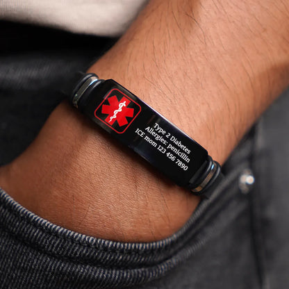 Emergency Medical Alert Band - Personalized Engraved Bracelet