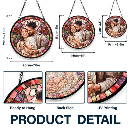 Custom Photo Stained Glass Portrait Mom Grandma Parents Family - Personalized Stained Glass Window Hanging Suncatcher