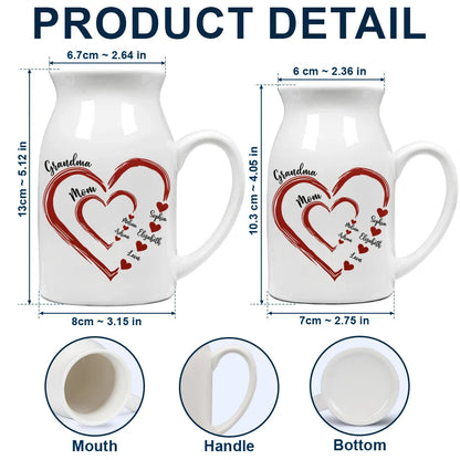 Mom Grandma Sweethearts - Personalized Ceramic Flower Vase