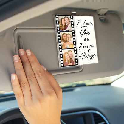 Custom Photo Drive Safe I Love You Couples Film Roll - Personalized Custom Shaped Acrylic Car Visor Clip