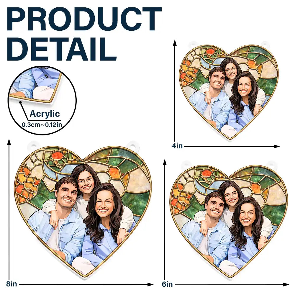 Custom Photo Stained Glass Portrait Mom Grandma Parents Family - Personalized Window Hanging Suncatcher Ornament