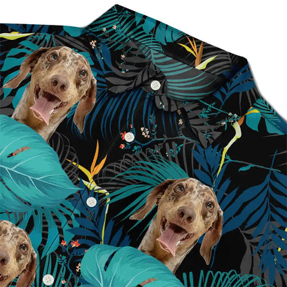 Custom Photo Black Tropical Funny Family Pet Face - Gift For Men, Best Friends, Siblings, Dog And Cat Lovers - Personalized Custom Hawaiian Shirt