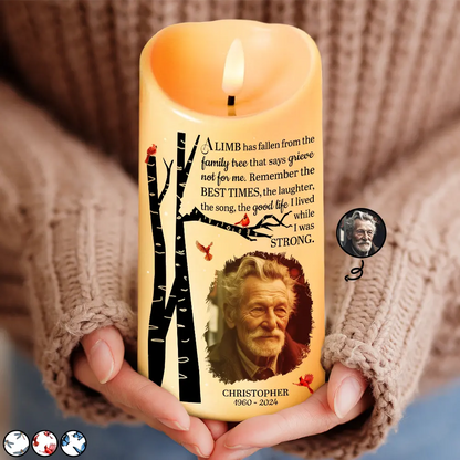 Custom Photo Memorial A Limb Has Fallen - Personalized Flameless LED Candle