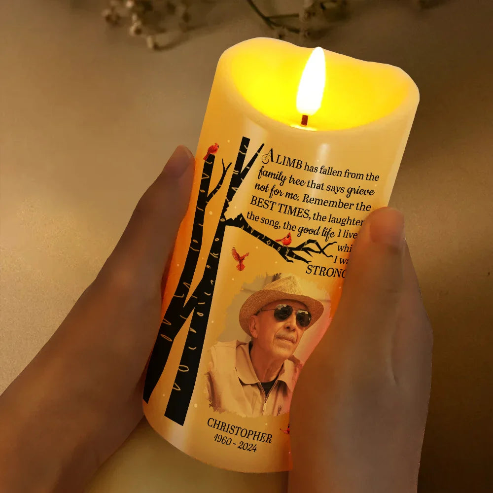 Custom Photo Memorial A Limb Has Fallen - Personalized Flameless LED Candle