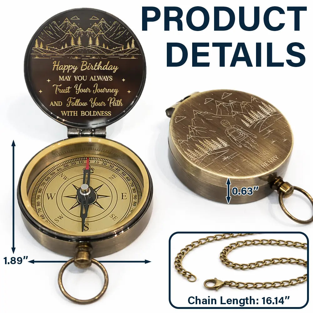 May You Always Trust Your Journey - Personalized Engraved Brass Compass