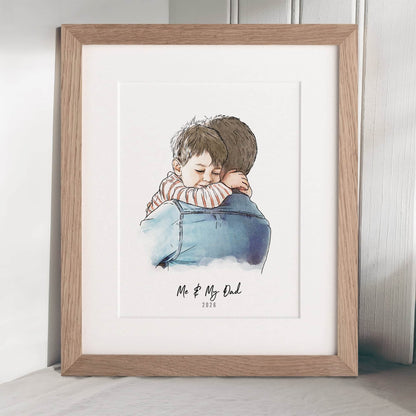 Daddy and Me Illustration - Custom Portrait Art