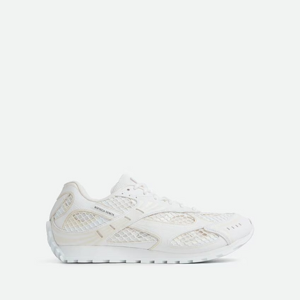 Men’s Bottega Veneta Orbit Flash Suede-Trimmed White Sneakers