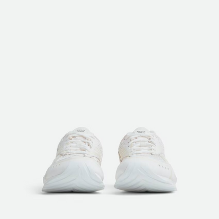 Men’s Bottega Veneta Orbit Flash Suede-Trimmed White Sneakers
