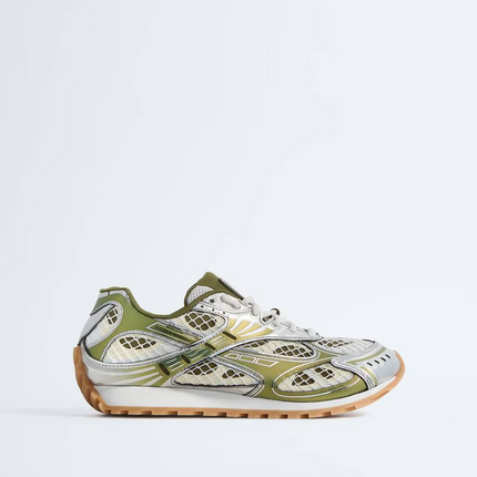 Men’s Bottega Veneta Orbit Flash Suede-Trimmed Mudwhite Sneakers