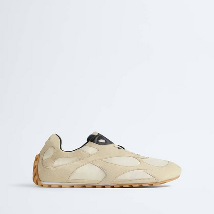 Men’s Bottega Veneta Orbit Flash Suede-Trimmed Sea Salt Sneakers