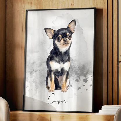 Custom Photo Realistic Watercolor Art Portrait Cat Dog Pet - Personalized Poster