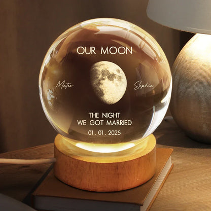 Moon Phase The Beginning Of Our Forever - Personalized Crystal Globe Lamp