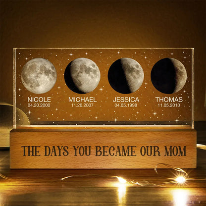 Moon Phase The Day You Became My Mom - Personalized Rectangle LED Light