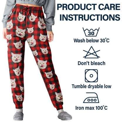 Custom Photo Funny Dog Cat Pet Human Face - Personalized Pajama Pants
