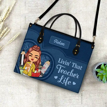 Teacher It Takes A Big Heart To Shape Little Minds - Personalized Leather Bag