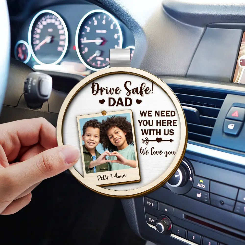 Custom Photo Drive Safe I Love You - Personalized Custom Shaped Car Visor Clip