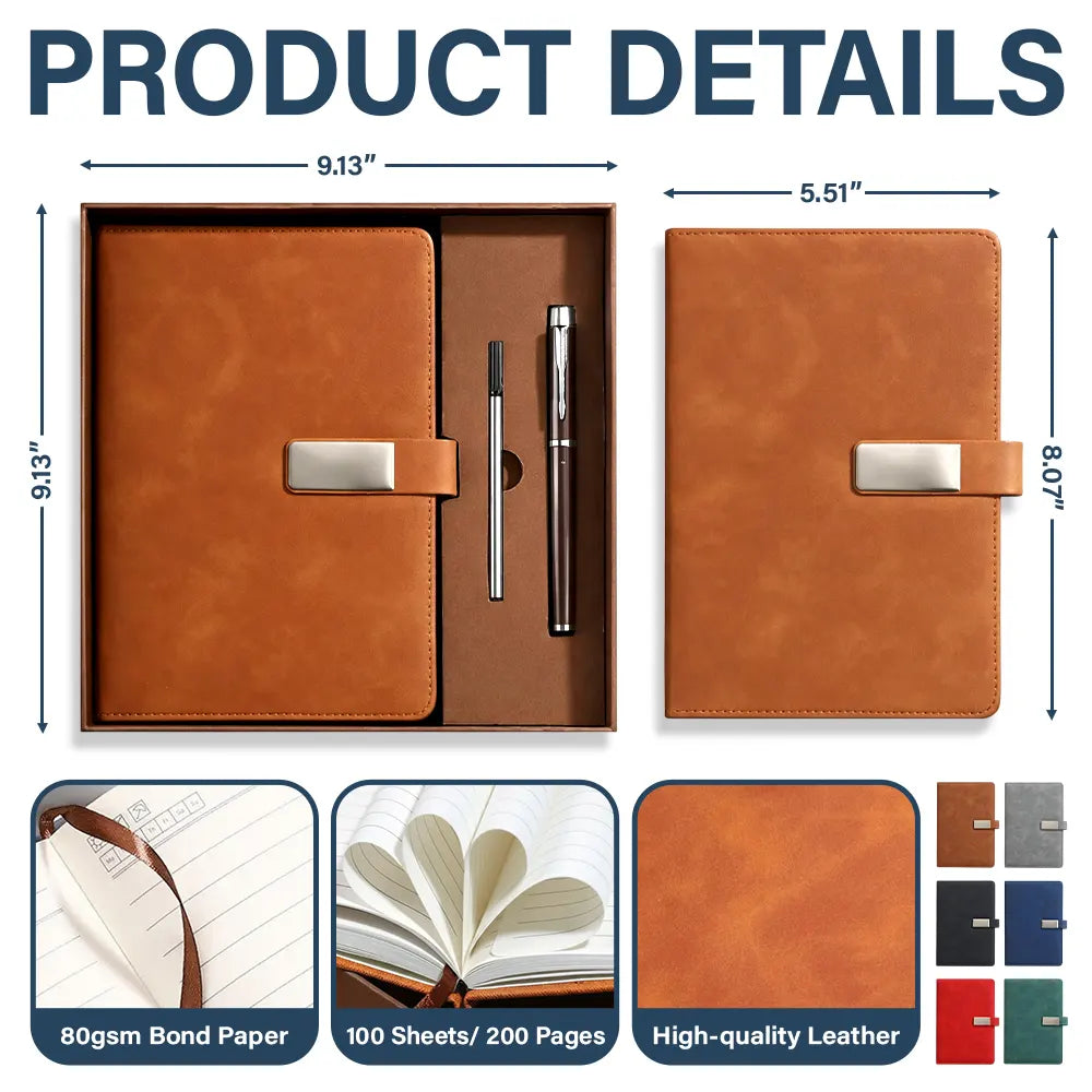 Behind You All Memories Congrats Grad - Personalized Leather Notebook Set