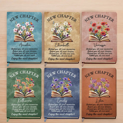 New Chapter Birth Month Flower - Personalized Leather Journal
