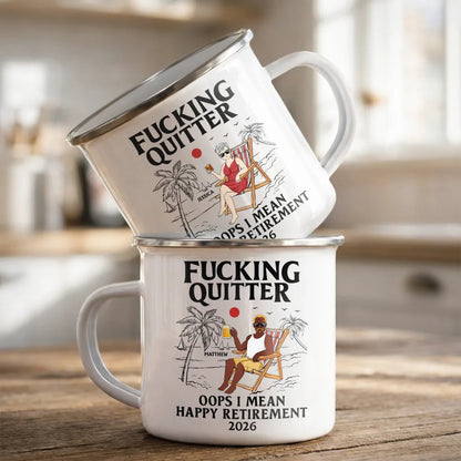 Oops I Mean Happy Retirement - Personalized Enamel Mug