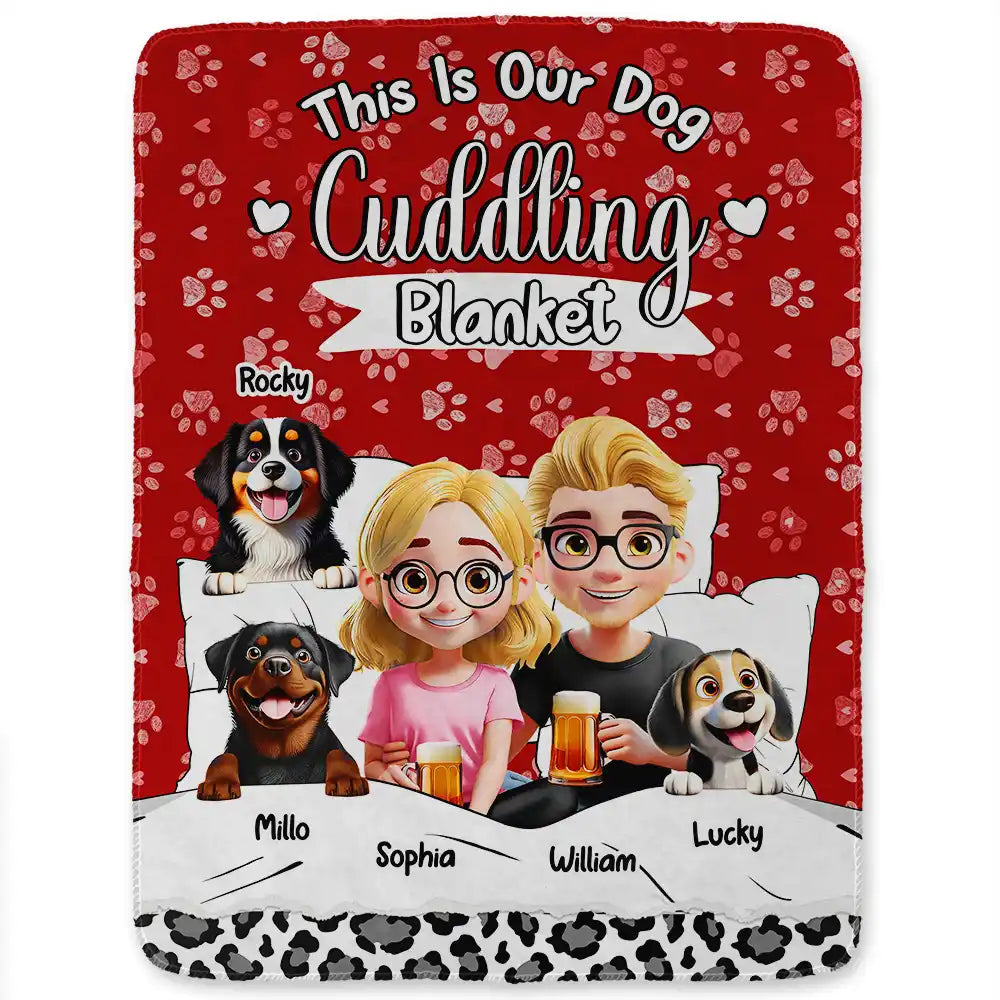Our Dog Cuddling Blanket - Personalized Fleece Blanket, Sherpa Blanket