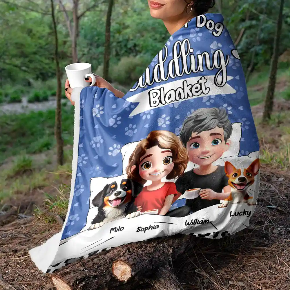 Our Dog Cuddling Blanket - Personalized Fleece Blanket, Sherpa Blanket