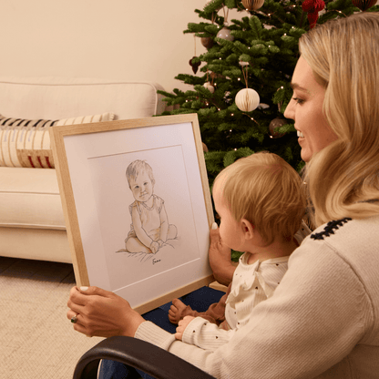 Baby's Christmas Watercolour Illustration - Custom Portrait Art