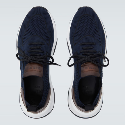 Men's Berluti Shadow Embroidered Blue Sneakers