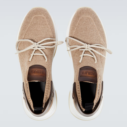 Men's Berluti Shadow Embroidered Beige Sneakers
