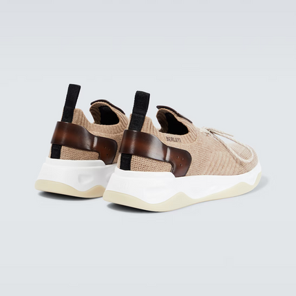 Men's Berluti Shadow Embroidered Beige Sneakers