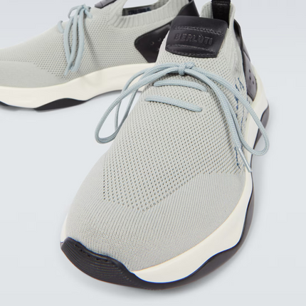 Men's Berluti Shadow Embroidered Grey Sneakers