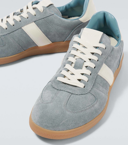 Men's Tom Ford Suede Sneakers With Panels Blue And Amber