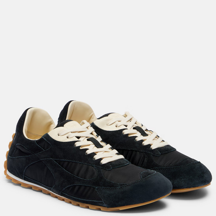 Men’s Bottega Veneta Orbit Flash Suede-Trimmed Black Sneakers
