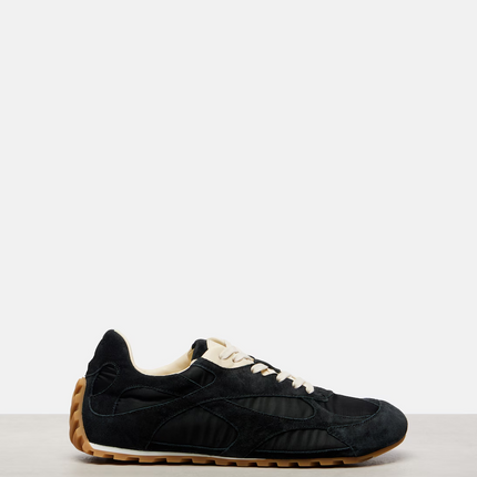 Men’s Bottega Veneta Orbit Flash Suede-Trimmed Black Sneakers