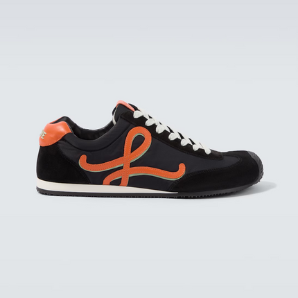 Men' Loewe Ballet Runner 2.0 In Nylon And Calfskin Black Orange Pale Green Sneaker