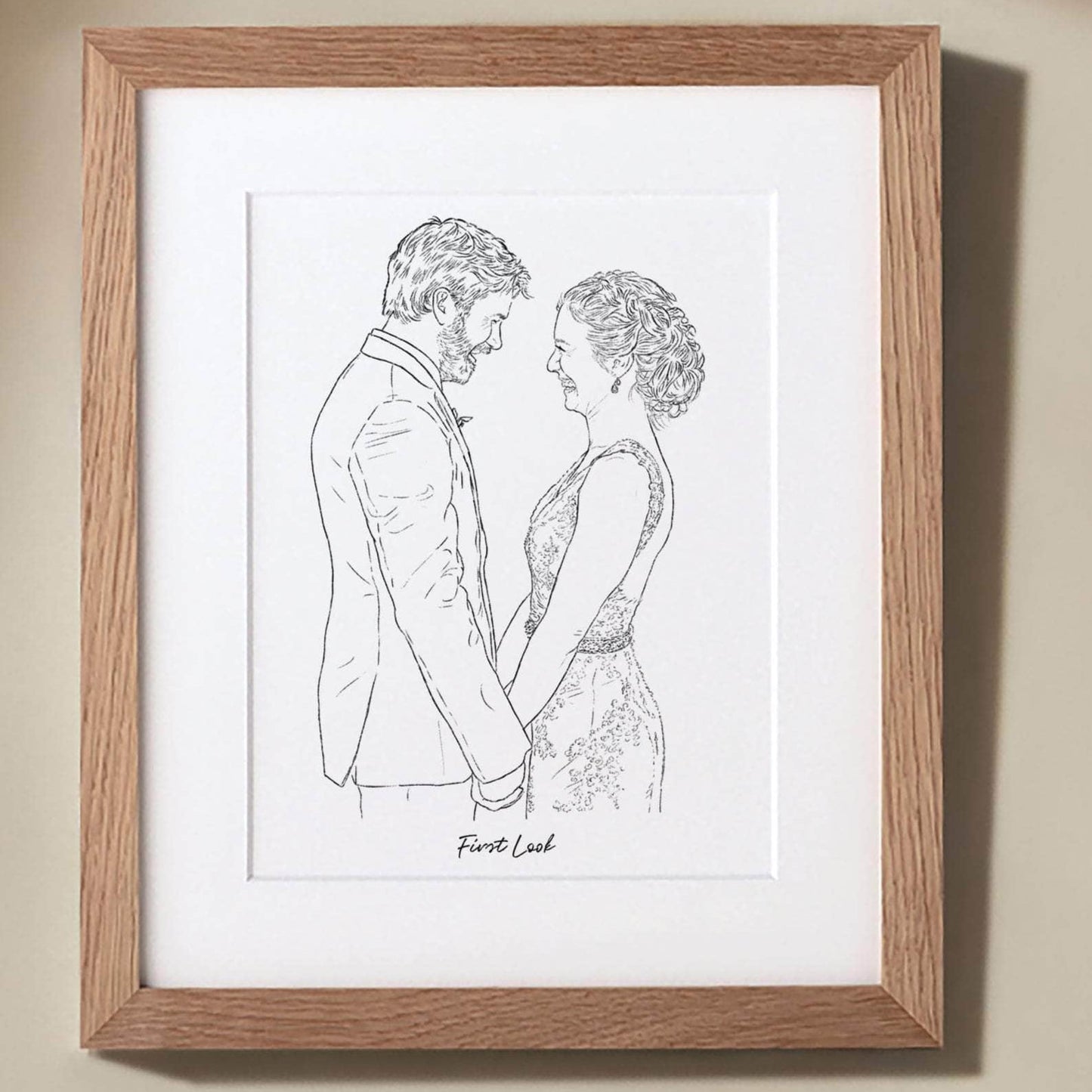 Wedding Couple Line Portrait - Custom Portrait Art