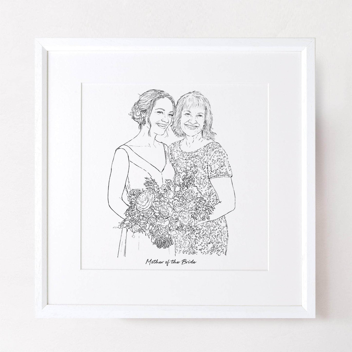Wedding Couple Line Portrait - Custom Portrait Art
