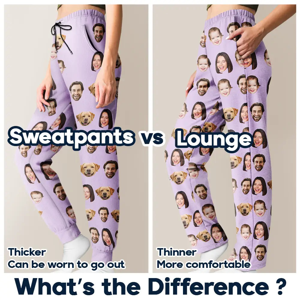 Custom Photo Family Kid Pet Funny Face Custom Bright Festive Color - Personalized Pajama Pants