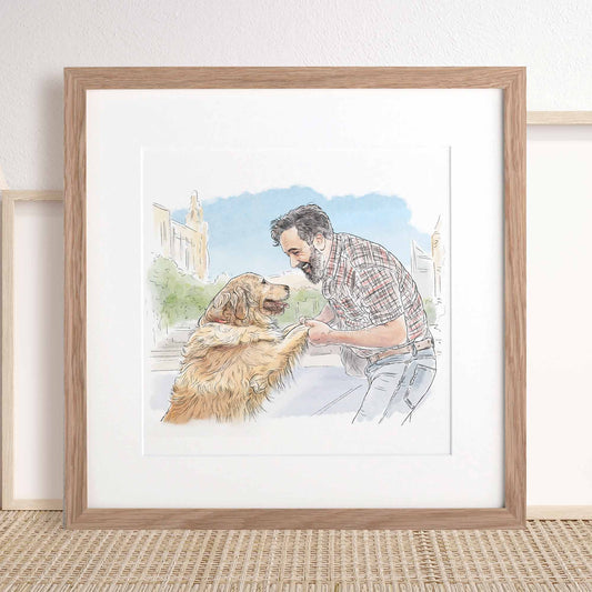 My pet and me line portrait - Custom Portrait Art