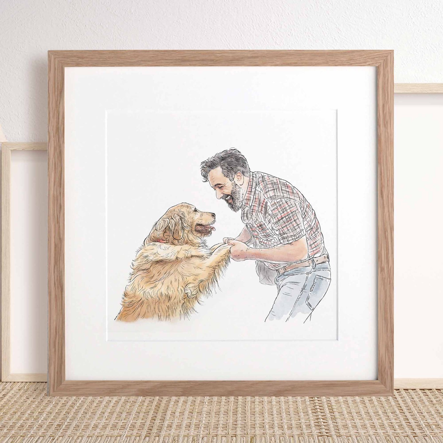 My pet and me line portrait - Custom Portrait Art