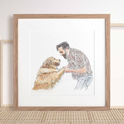 My pet and me line portrait - Custom Portrait Art