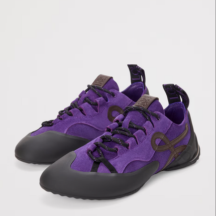 Men's Grip Sneaker In Calfskin Suede Purple Brown Sneakers
