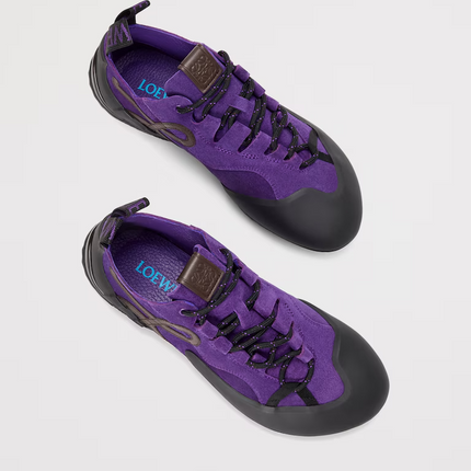 Men's Grip Sneaker In Calfskin Suede Purple Brown Sneakers